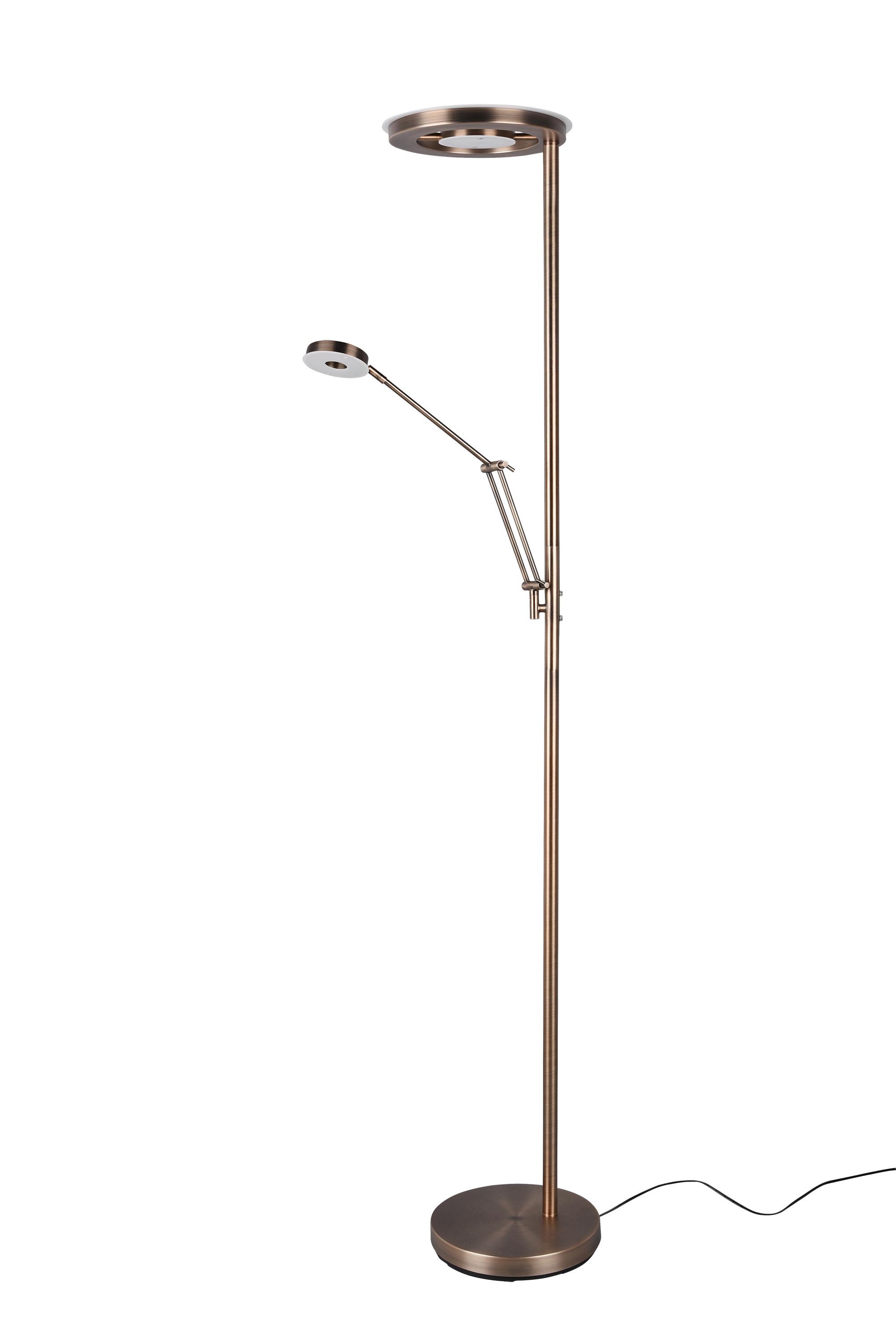 LED-Stehlampe dimmbar Messingfarben mit Lesearm