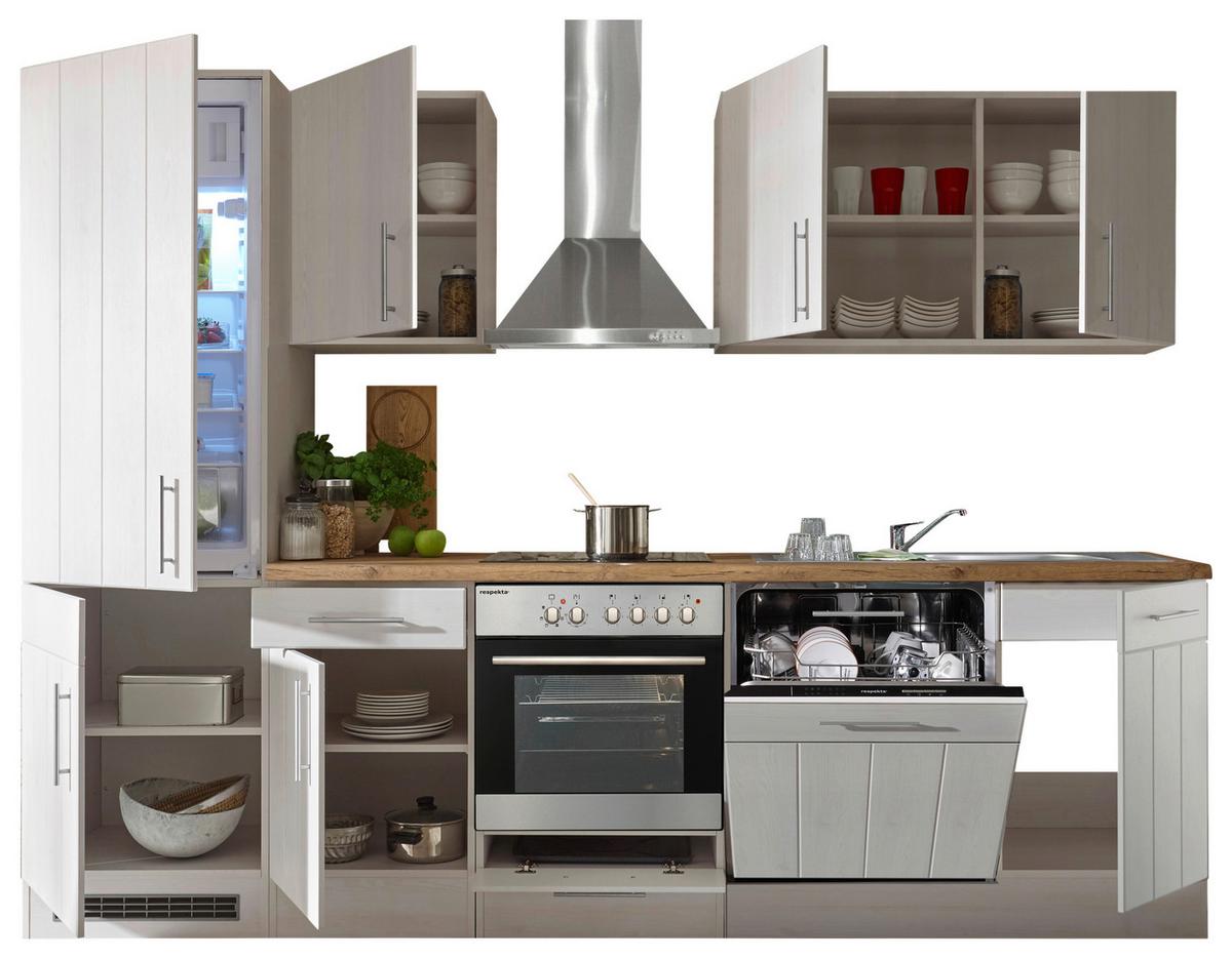 Küchenzeile Mit Geräten 280 Cm Weiß/lärche Dekor - Wildeiche/Lärchefarben, ROMANTIK / LANDHAUS, Holzwerkstoff (280cm) - Respekta