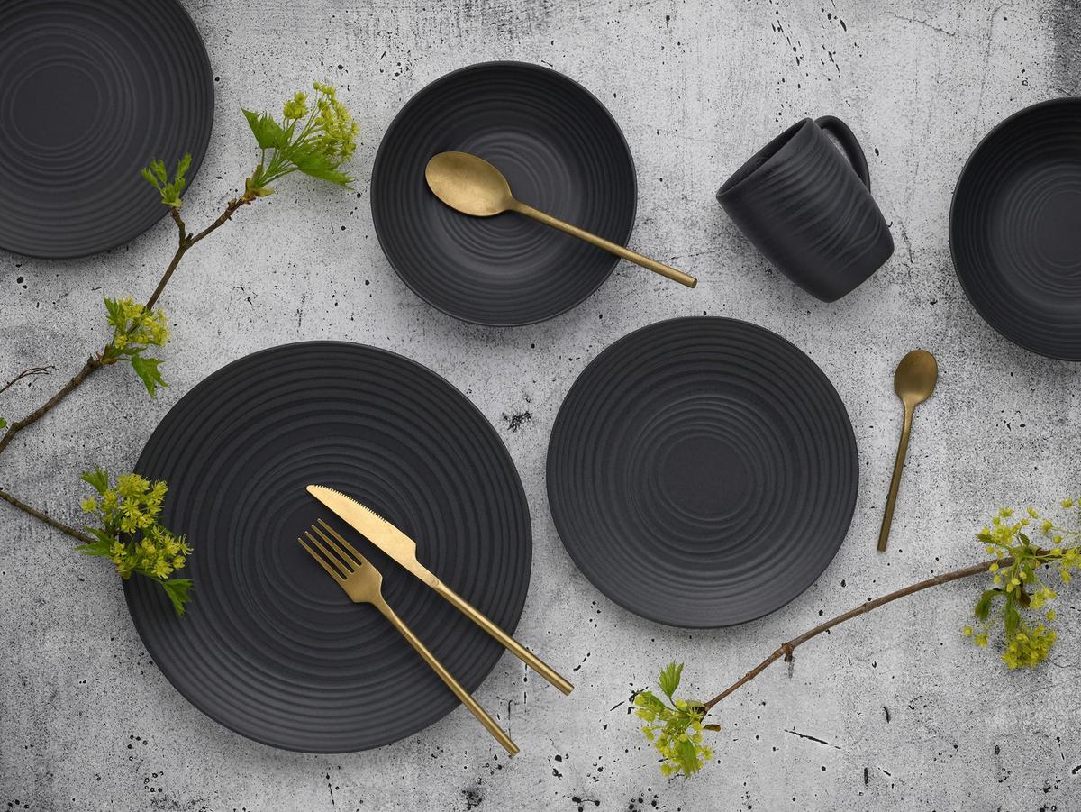 KOMBISERVICE LAVA STONE BLACK - Schwarz, Basics, Keramik - Creatable