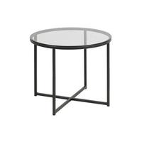 Beistelltisch Mit Glasplatte Rund Cross, Klar/schwarz - Schwarz, KONVENTIONELL, Glas/Metall (55/55/45cm) - MID.YOU