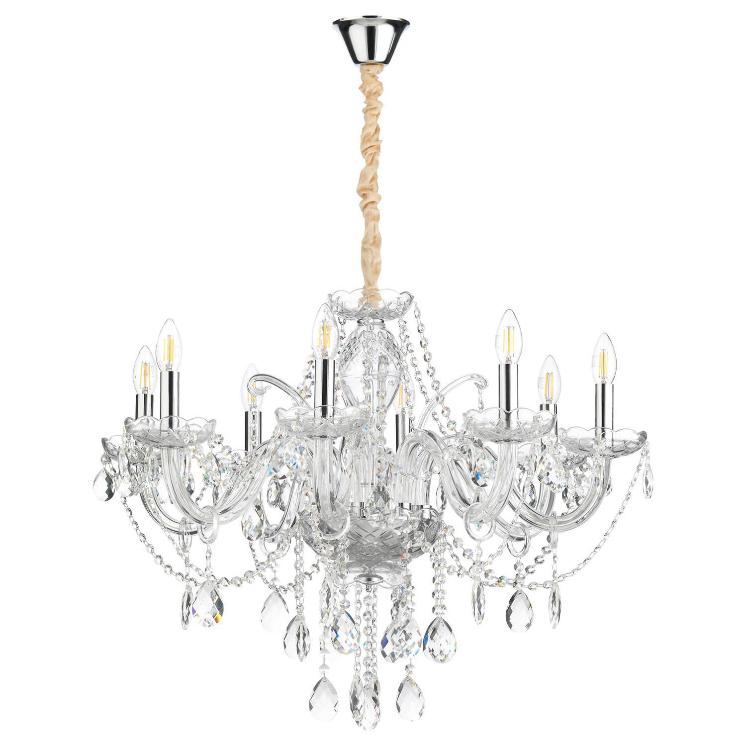 Kronleuchter 9095/8c - Chromfarben/Transparent, KONVENTIONELL, Glas/Metall (75/100cm)