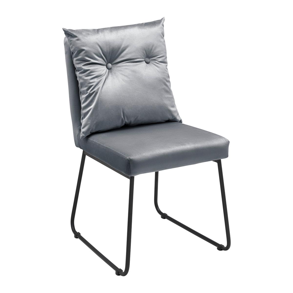 Stolička zo zamatu Bono sivá - čierna/sivá, Modern, kov/drevo (44/90/58cm) - Bessagi Home