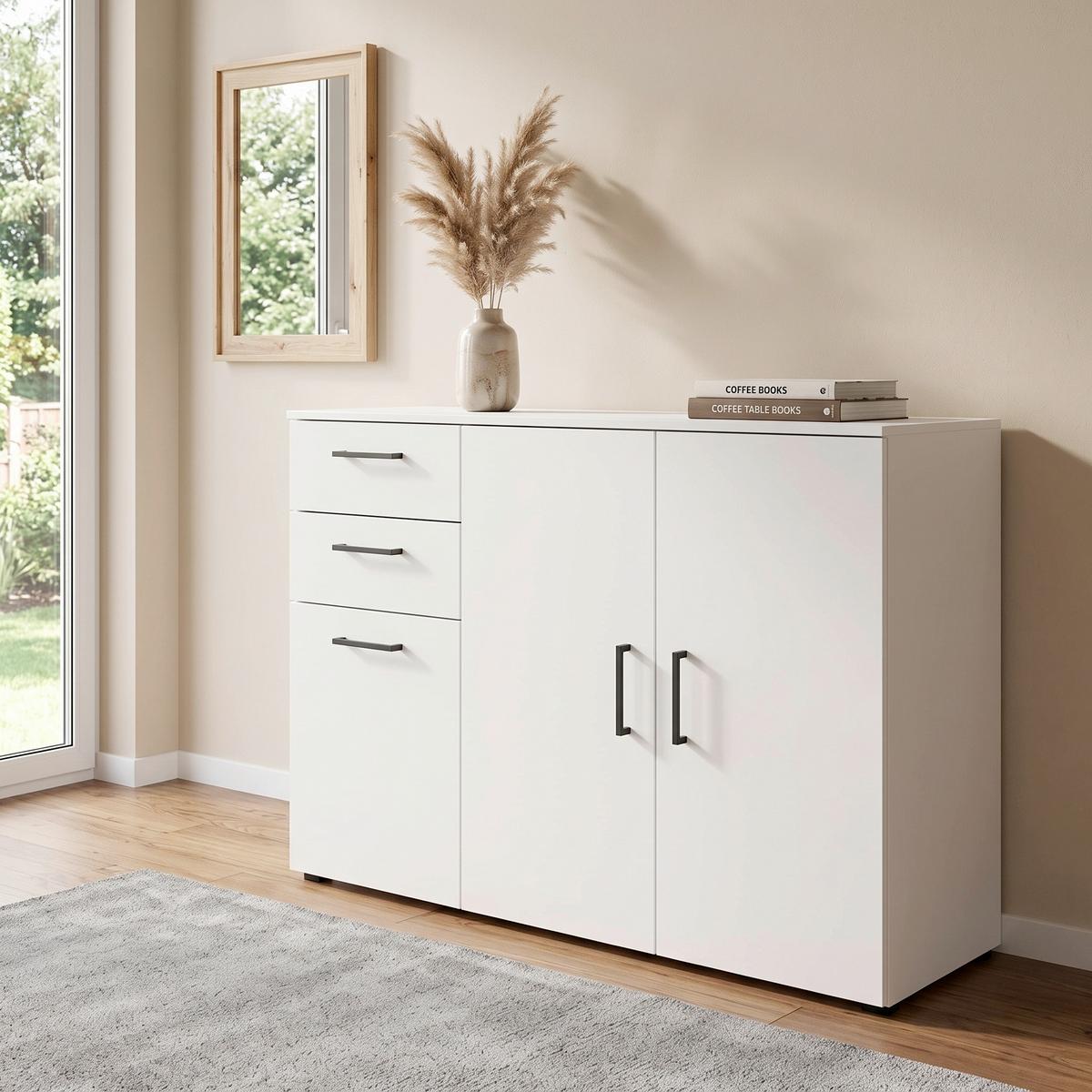 Komoda MULTISTAURAUM š: 120 cm - bílá/černá, Moderní, kompozitní dřevo/plast (120/83/40cm)