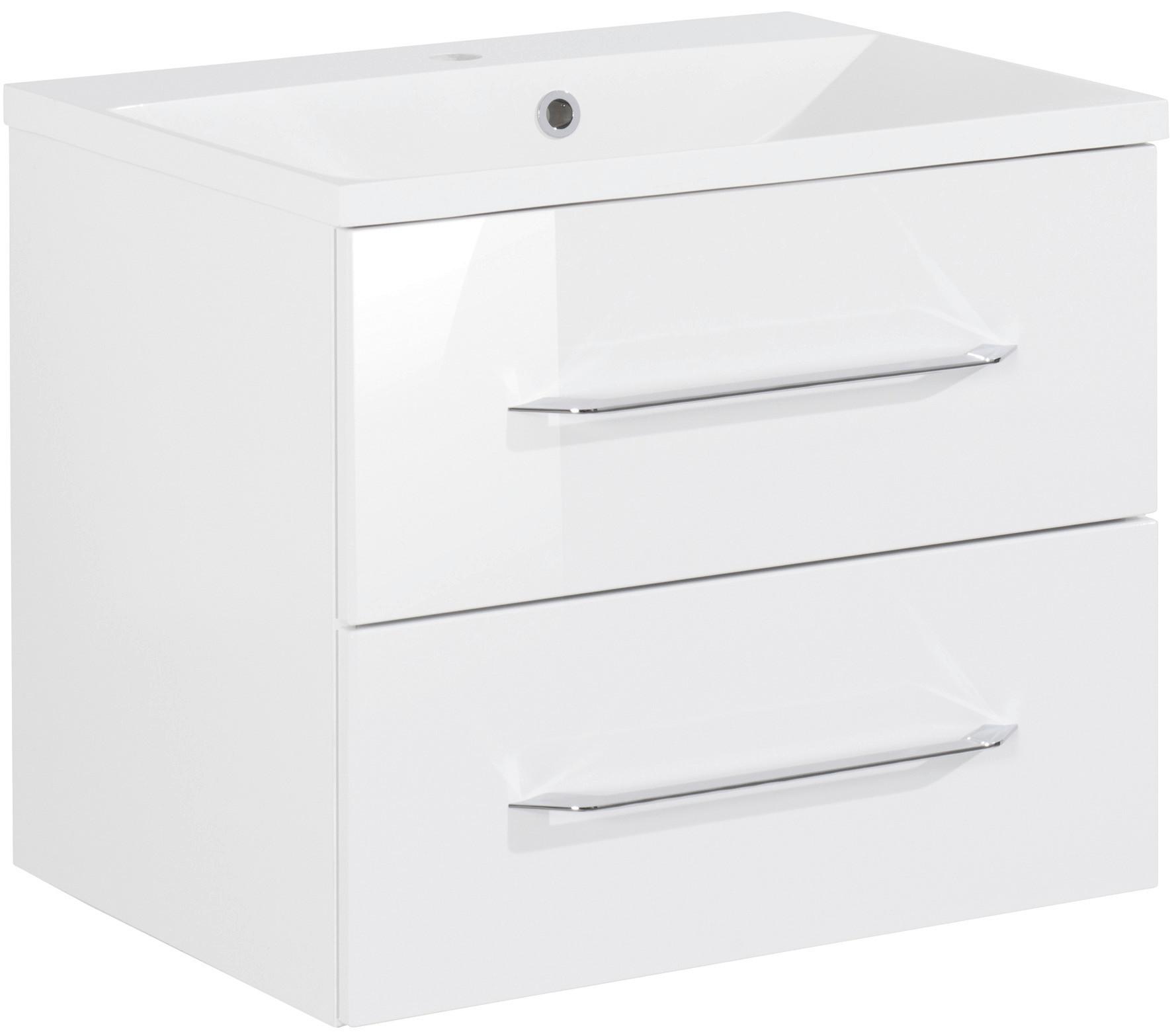 Waschbecken mit Unterschrank Clever B: 60 cm Weiß - Weiß, MODERN, Holzwerkstoff/Kunststoff (60cm) - MID.YOU