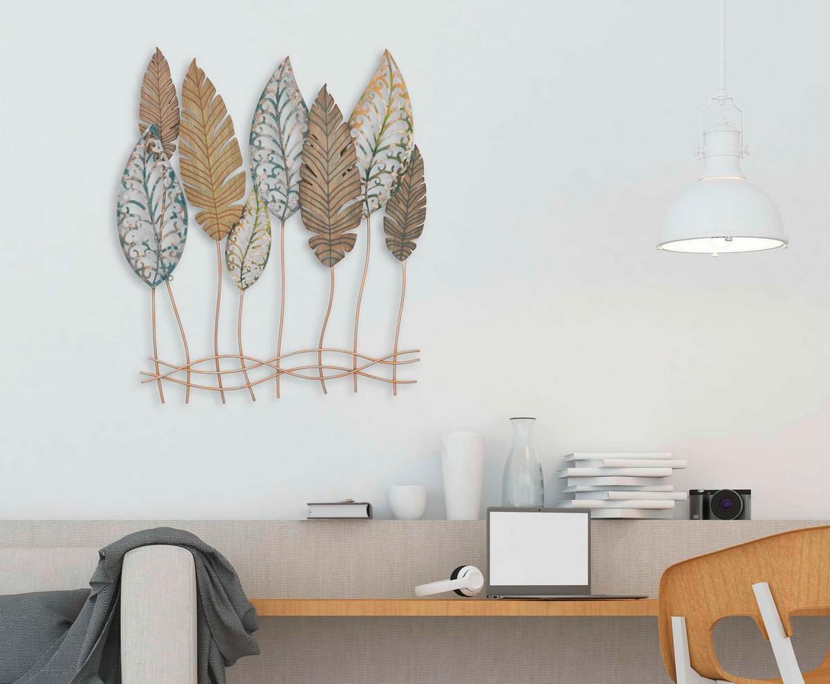 Wanddeko Leafs -c- Braun Schwarz B: 87 Cm - Schwarz/Braun, Basics, Holzwerkstoff/Metall (87/75/2.5cm)