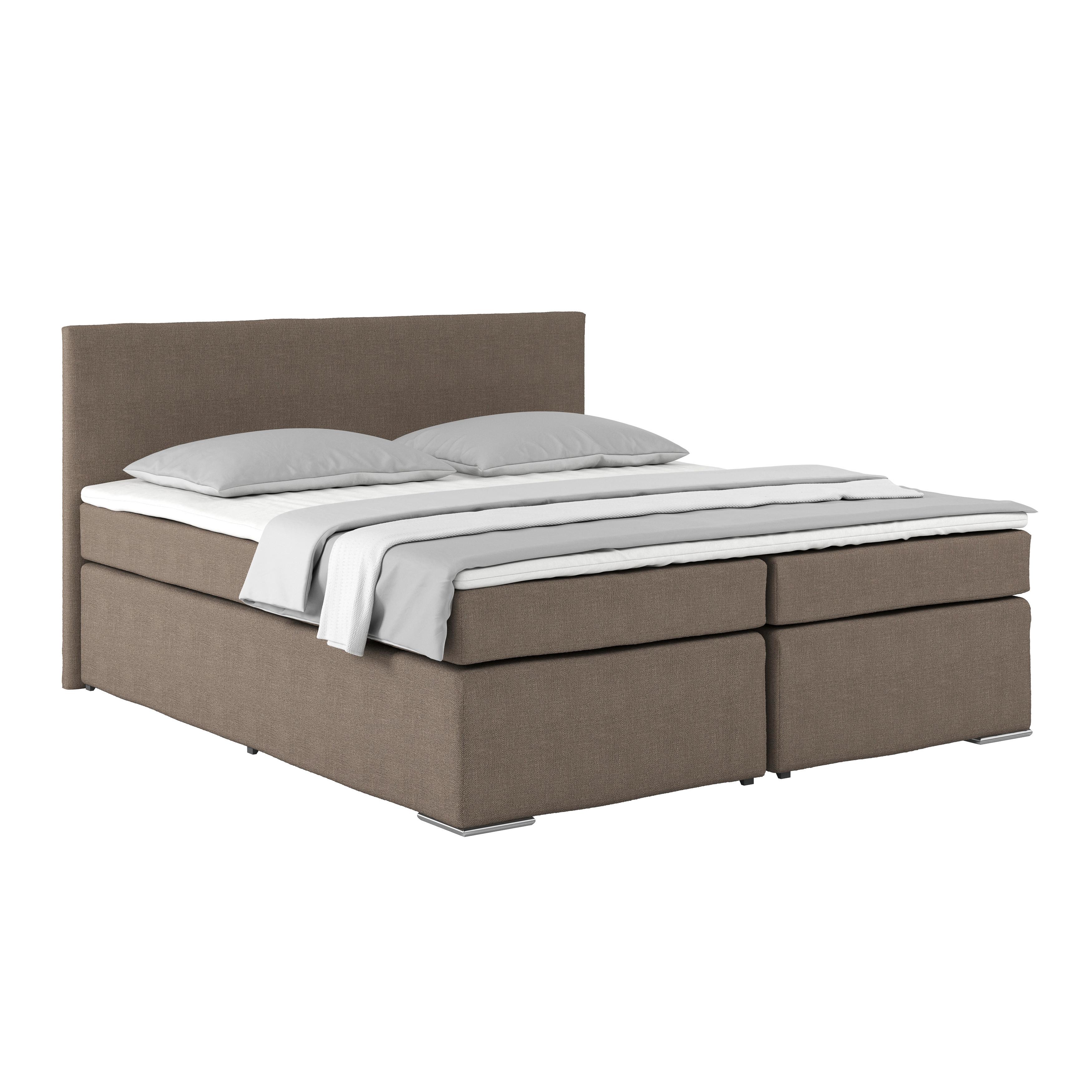Postel Boxspring NERO, 180x200, jílová - barvy chromu/jílová barva, Konvenční, kov/textil (180/200cm)