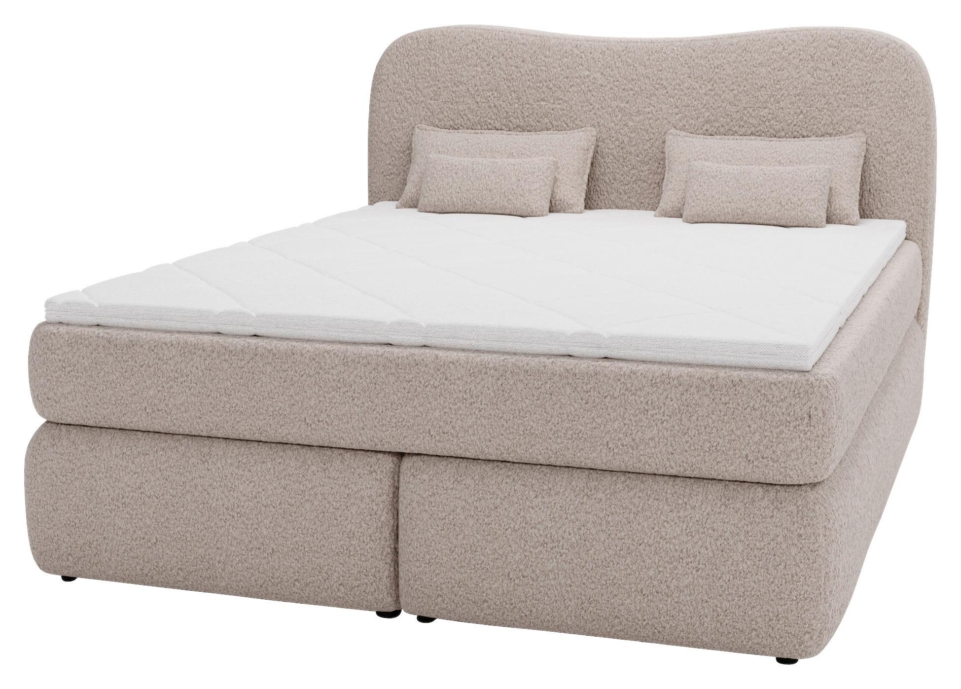 Boxspringbett Mit Topper 180x200 Isla - Buchefarben/Braun, Basics, Holz/Holzwerkstoff (180/200cm) - Livetastic