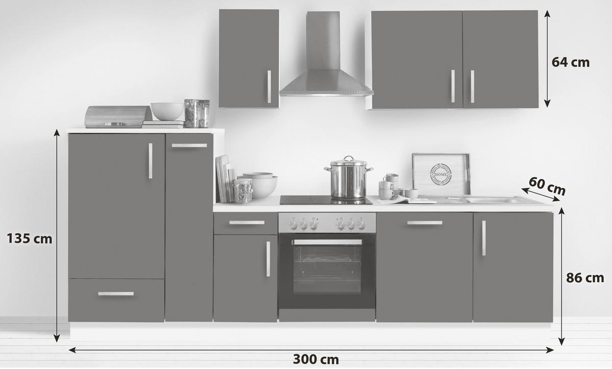 Küchenblock White-Premium - Schieferfarben/Weiß, KONVENTIONELL, Holzwerkstoff (300cm) - Menke