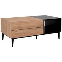 Couchtisch Mit Schublade Und Fach Nola, Eichefarben/schwarz - Eichefarben/Schwarz, KONVENTIONELL, Holzwerkstoff/Kunststoff (100/55/40cm) - MID.YOU