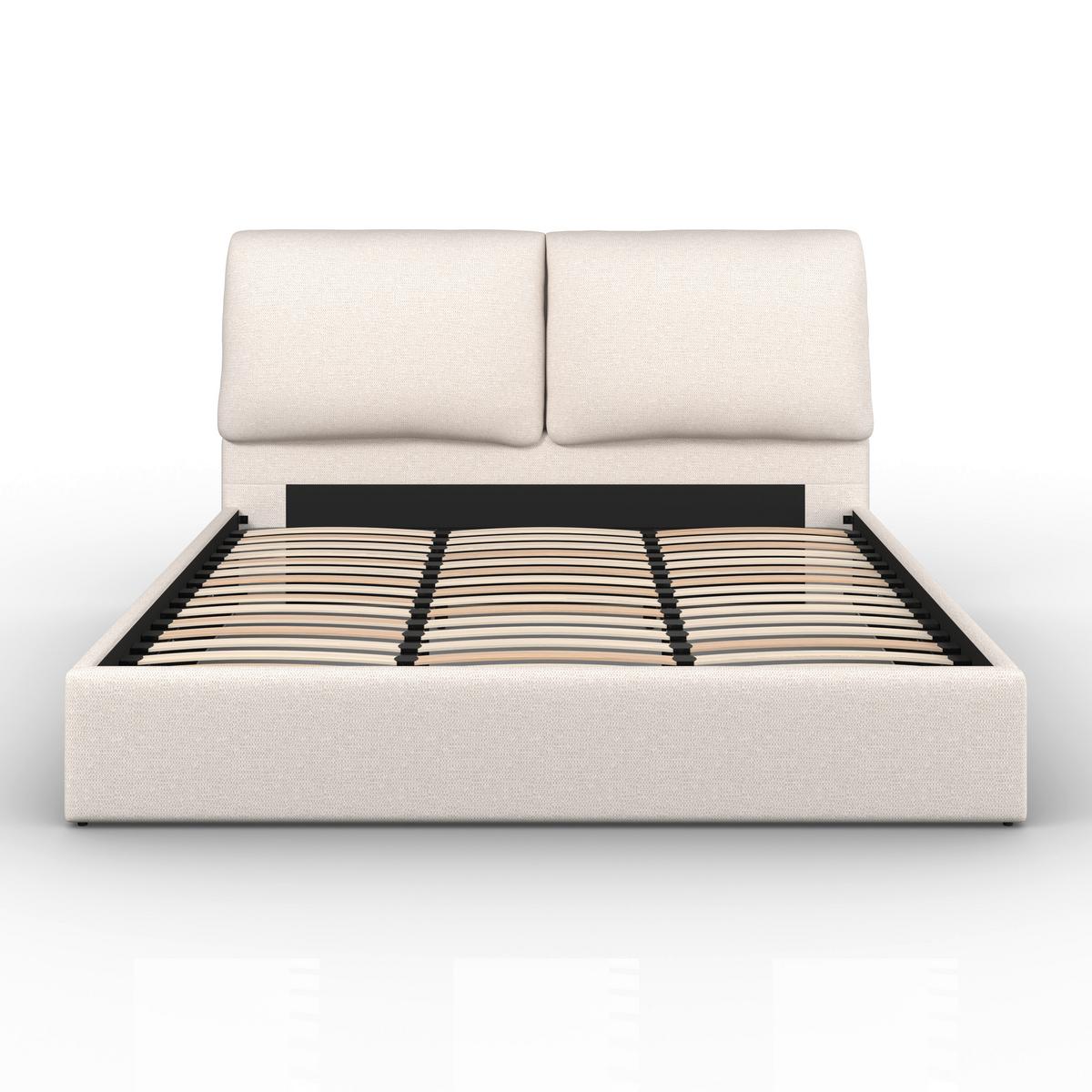 Čalúnená posteľ PERLA 180x200 cm, béžová - čierna/prírodná farba, Modern, drevo/textil (180/200cm) - Bessagi Home