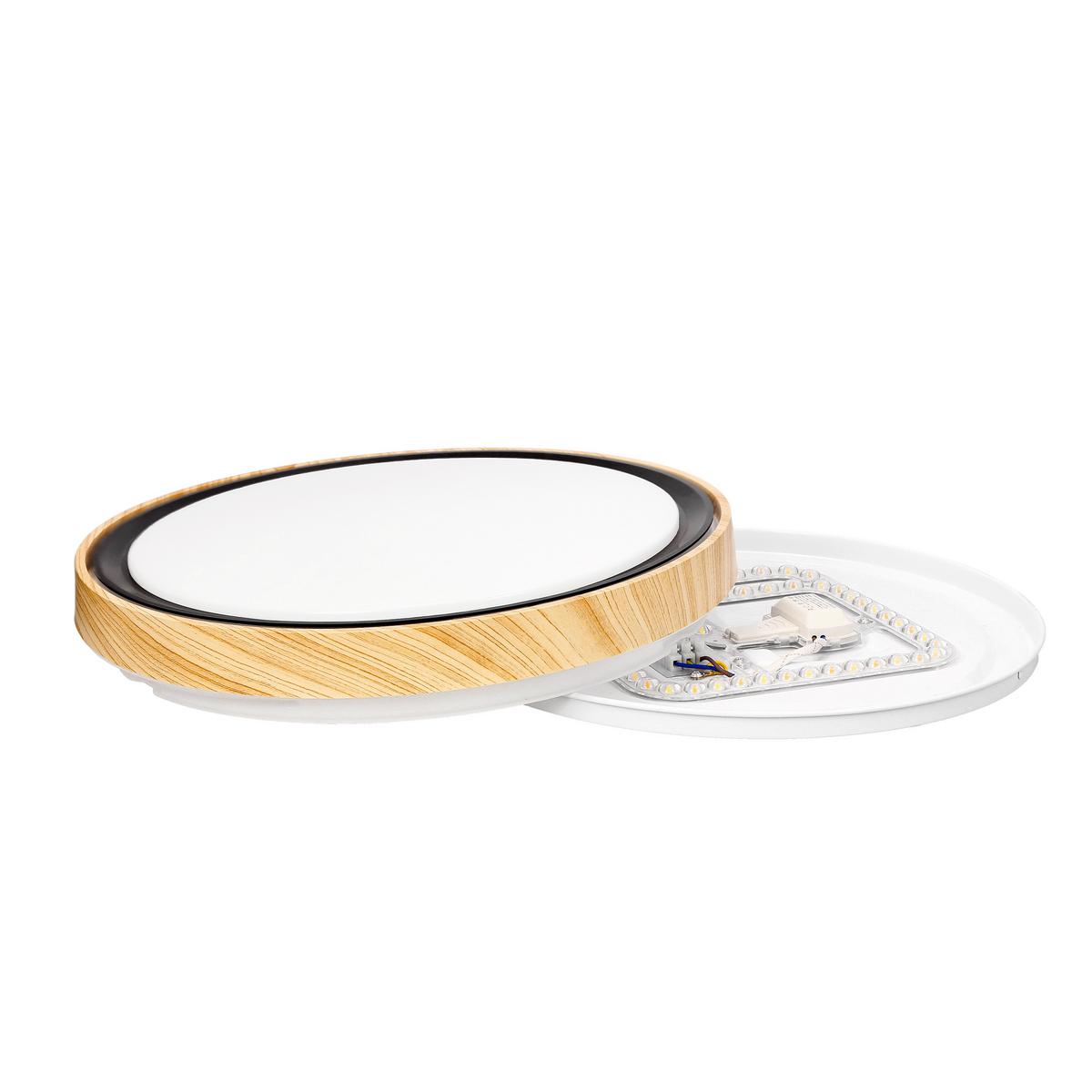 LED-Deckenleuchte 14-33932 Aflo - Eichefarben/Schwarz, Natur, Kunststoff/Metall (38/38/7.5cm)