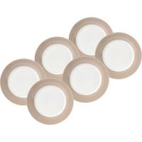 Speisetellerset Weiß Taupe 6-teilig D: 26,5 cm - Taupe/Weiß, Basics, Keramik (26,5cm) - Van Well