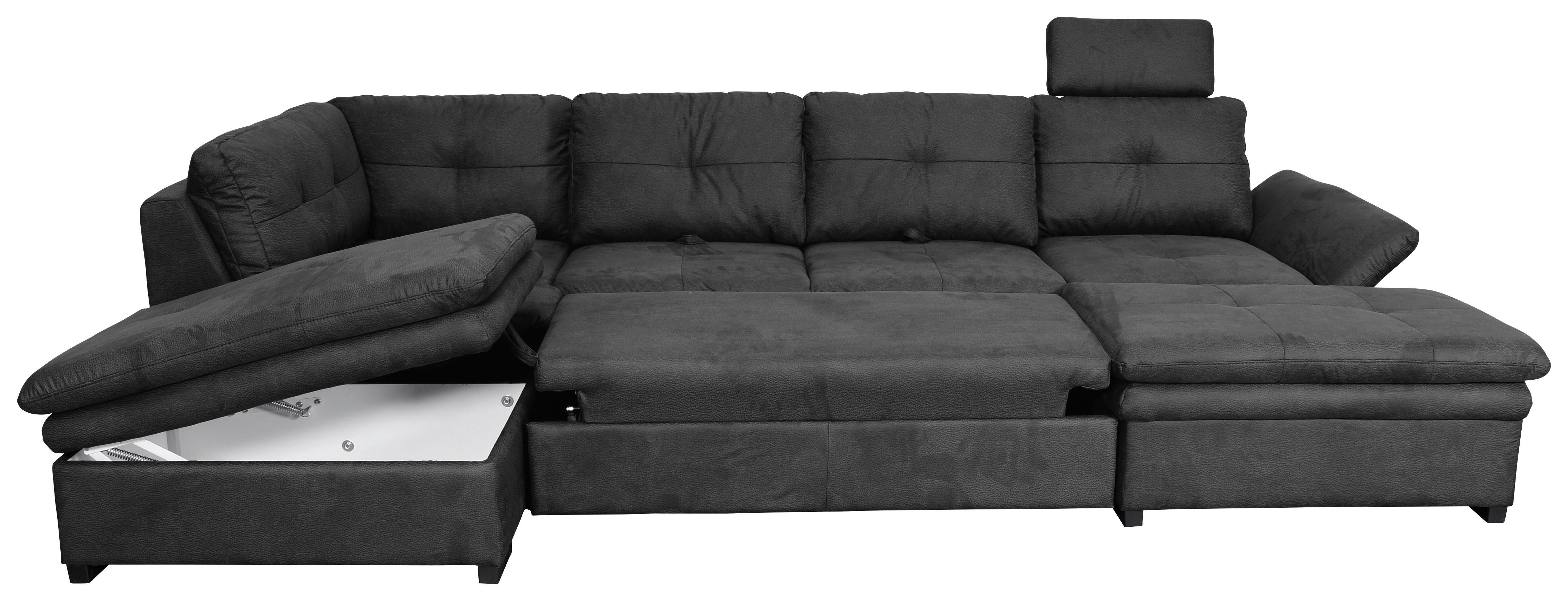 Sedací Souprava U-form Hit - Antracitová - barvy stříbra/antracitová, Design, textil/plast (210/323cm) - Bessagi Home