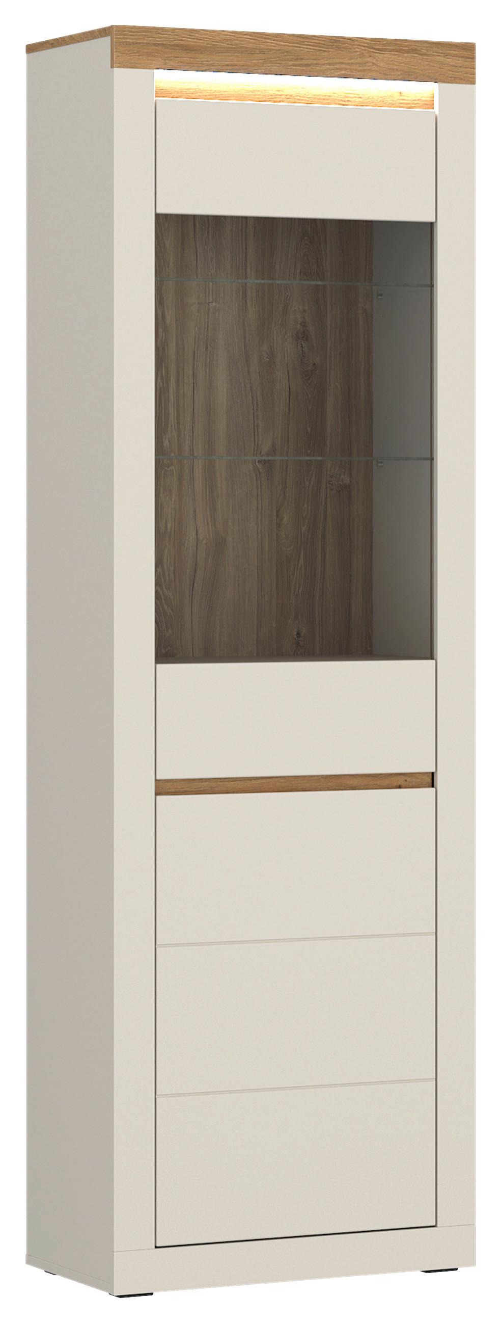 Vitrine NAXXAR Eichefarben/Kaschmir B: 64,2cm - Kaschmir/Eichefarben, Trend, Glas/Holzwerkstoff (64,2/204,7/39,6cm)