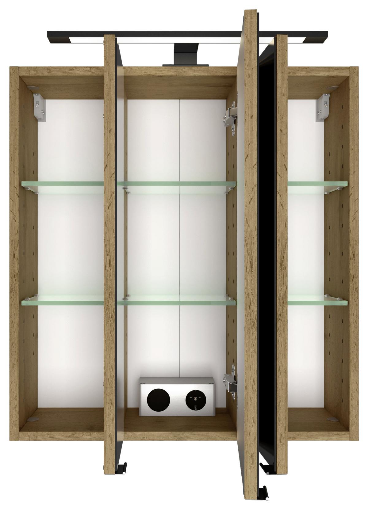 Badmöbel-Set Manchester B: 90 cm Eiche Wotan Dekor - Eichefarben, MODERN, Holzwerkstoff (90cm) - Held