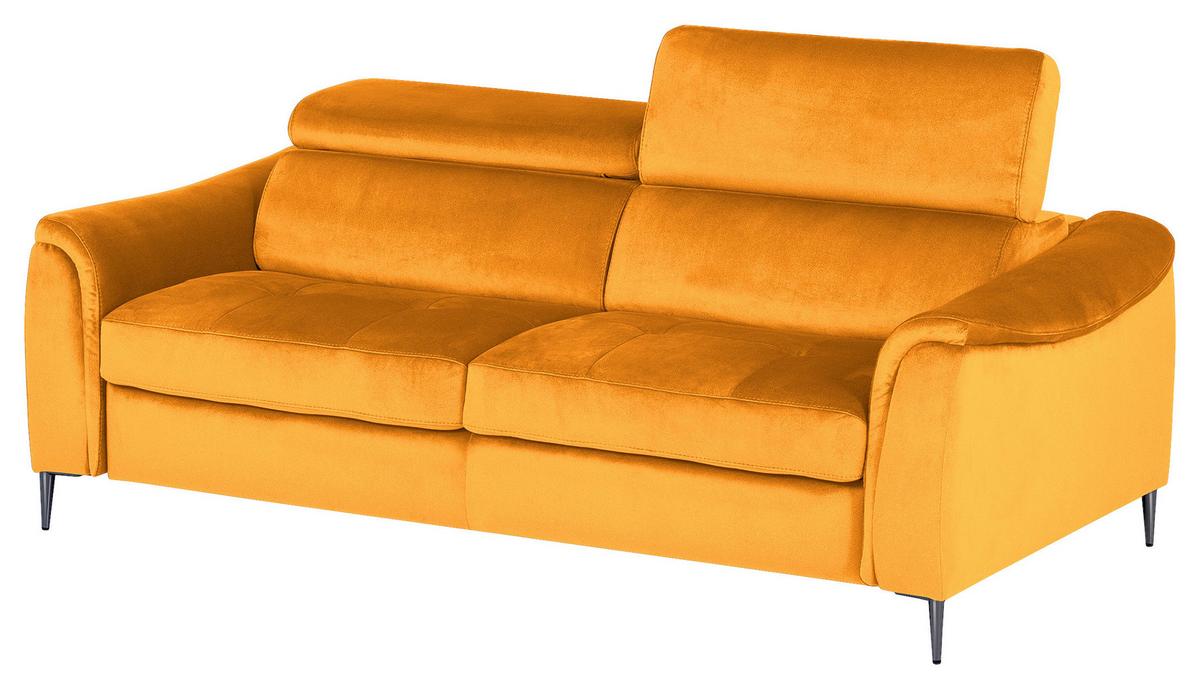 Schlafsofa Pafos Gelb B: 203 cm - Chromfarben/Gelb, Design, Textil (203/77-98/103cm) - MID.YOU
