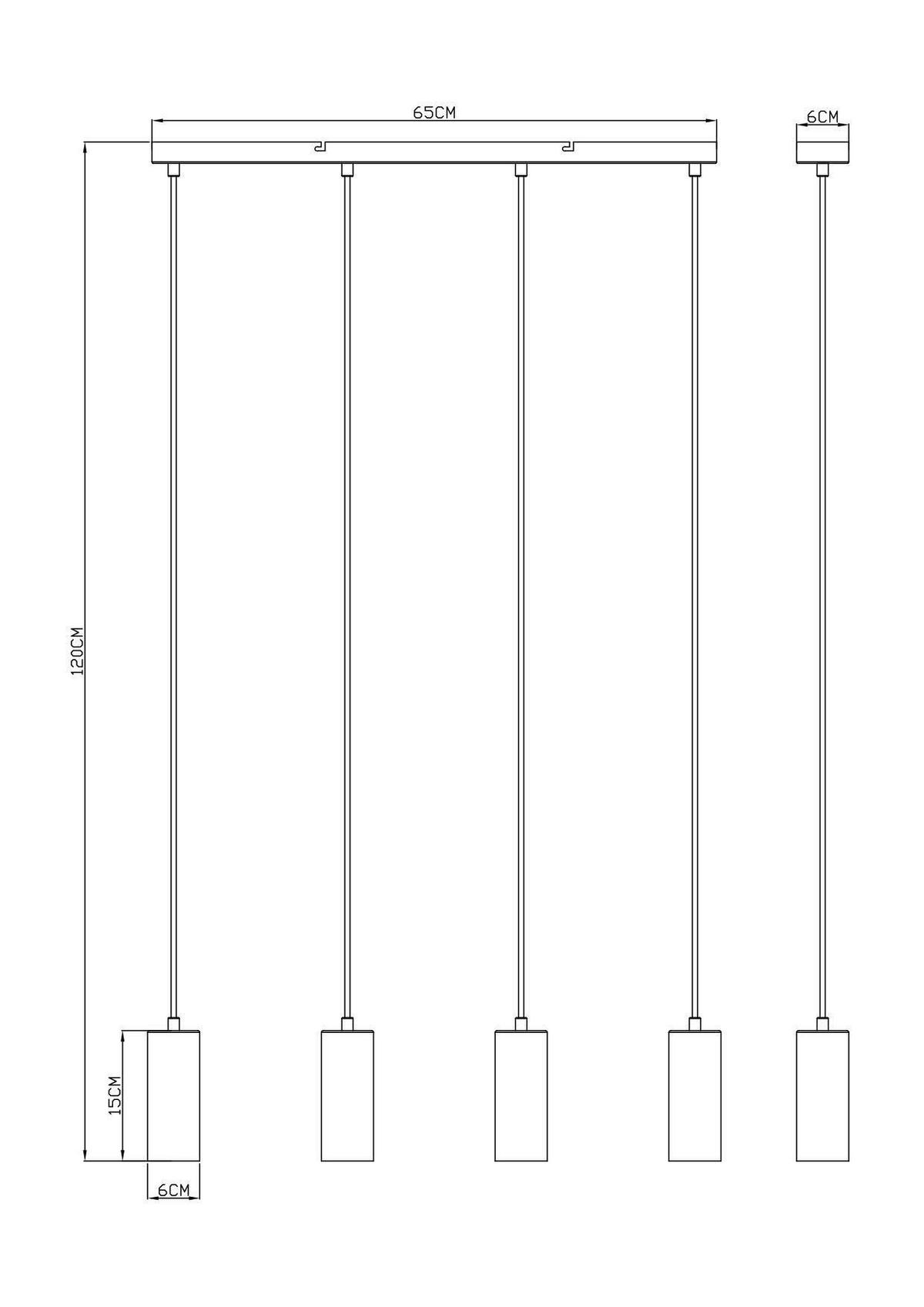 Závěsné svítidlo Witmo,V: 120cm, černá - černá, Moderní, kov (65/6/120cm) - Modern Living