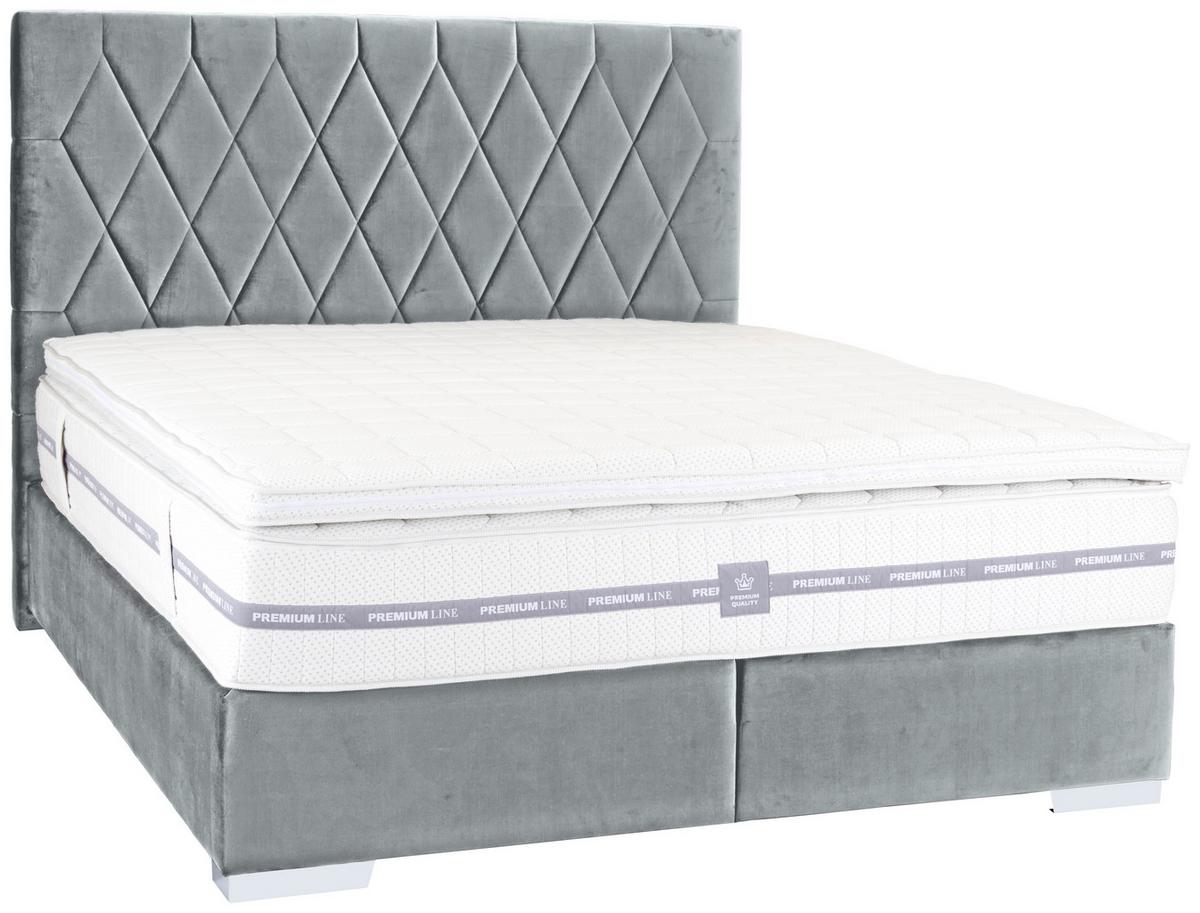Boxspringbett mit Gepolstertem Kopfteil 160x200 cm Paula - Chromfarben/Anthrazit, MODERN, Textil (160/200cm)