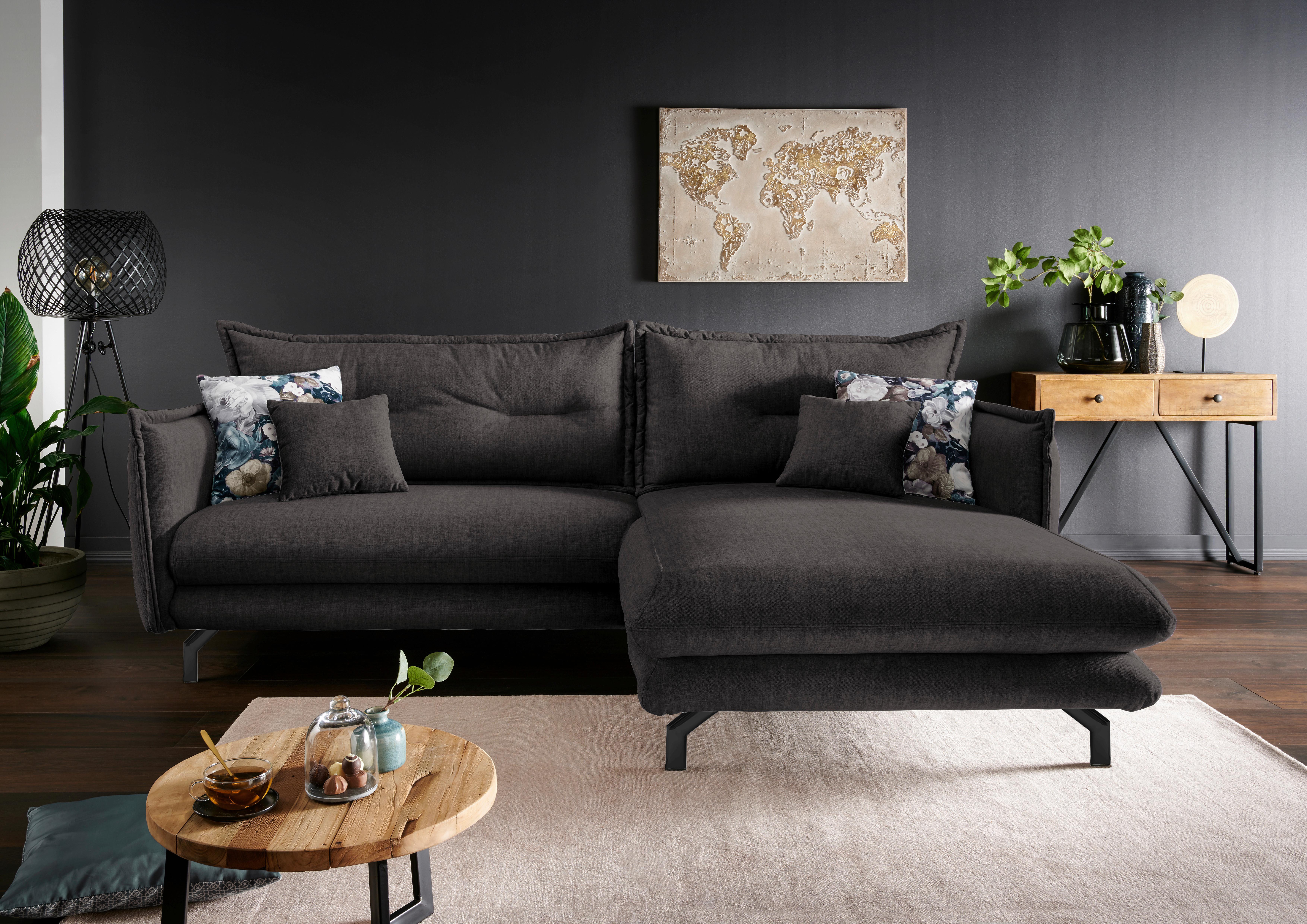 Ecksofa Lava Anthrazit S: 255/180 cm - Türkis/Anthrazit, MODERN, Textil (255/180cm) - Livetastic