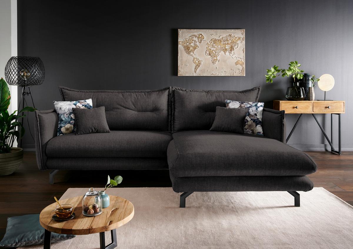Ecksofa Lava Anthrazit S: 255/180 cm - Türkis/Anthrazit, MODERN, Textil (255/180cm) - Livetastic