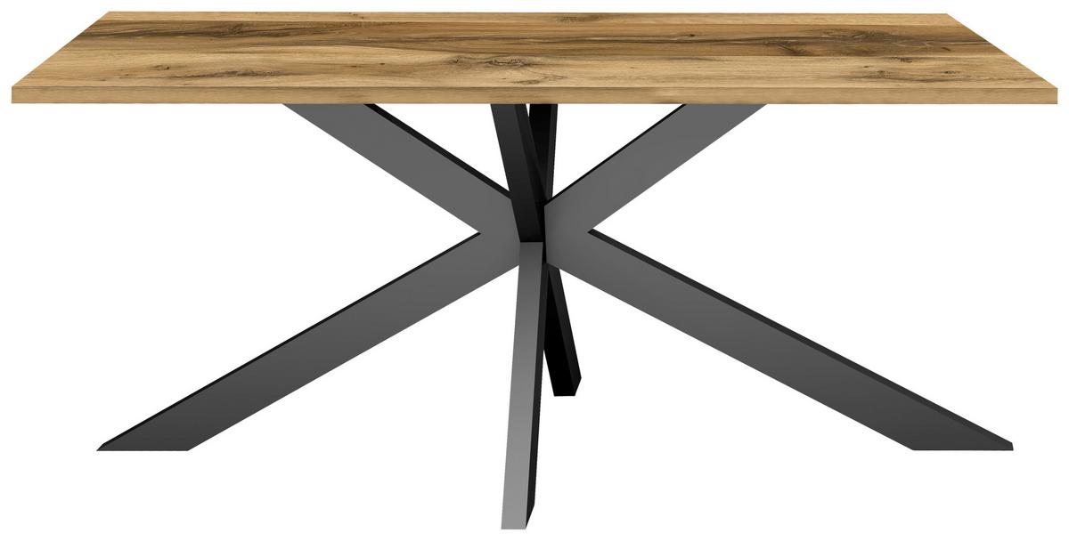 Esstisch Alex Schwarz, Plankeneiche - Plankeneiche/Schwarz, MODERN, Holzwerkstoff/Metall (160/90/78cm) - Livetastic