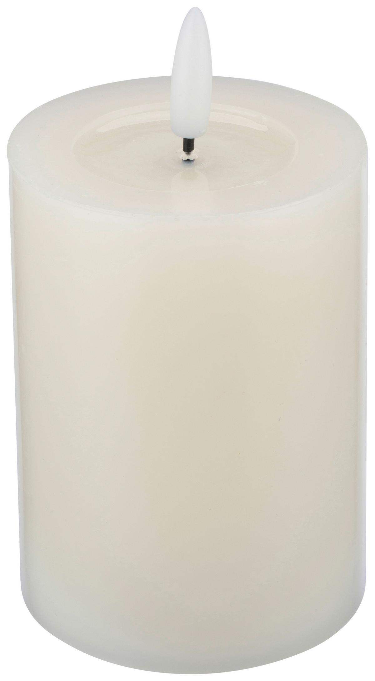 Led-kerze Mara Weiß Mit Timer, Ø/h: 7,5/12,8 Cm - Weiß, Basics, Naturmaterialien/Kunststoff (7,5/12,8cm) - James Wood