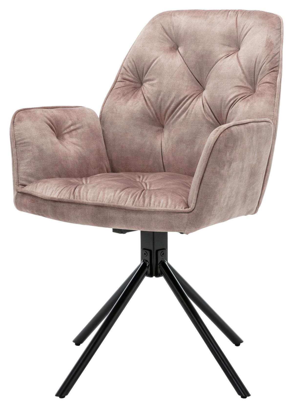 Esszimmerstuhl Sarina Beige/ Schwarz Gepolstert 2-Er Set - Beige/Schwarz, Basics, Textil/Metall (59,9/89/62cm) - MID.YOU