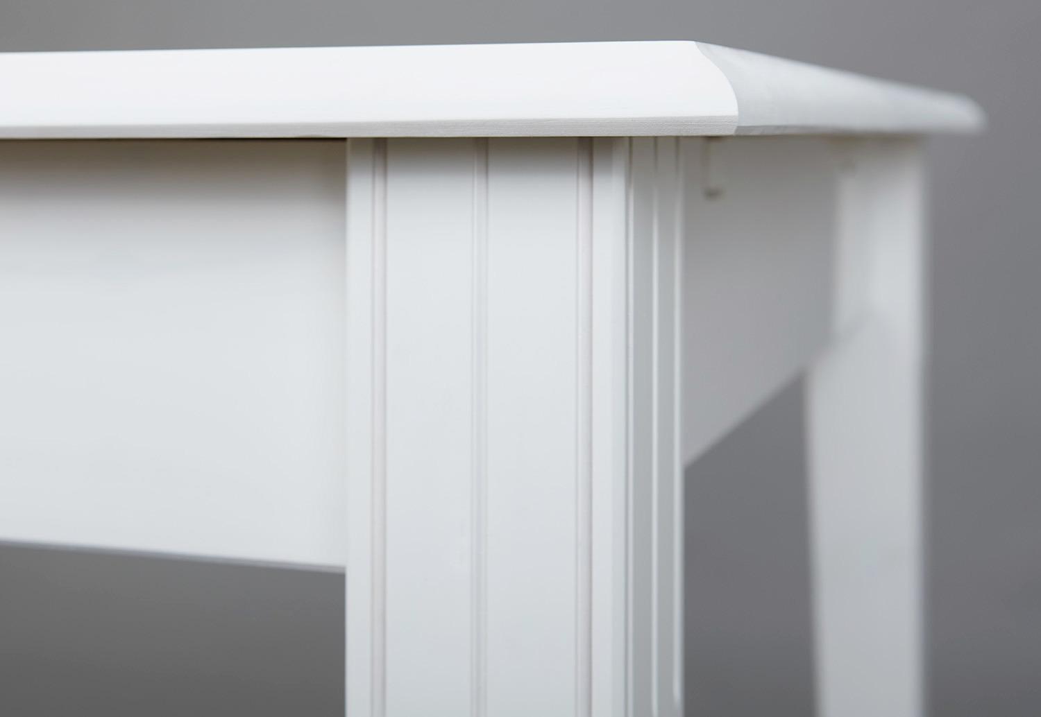 MID.YOU Esstisch Echtholz Westerland 160x90 cm Weiß mit Lade