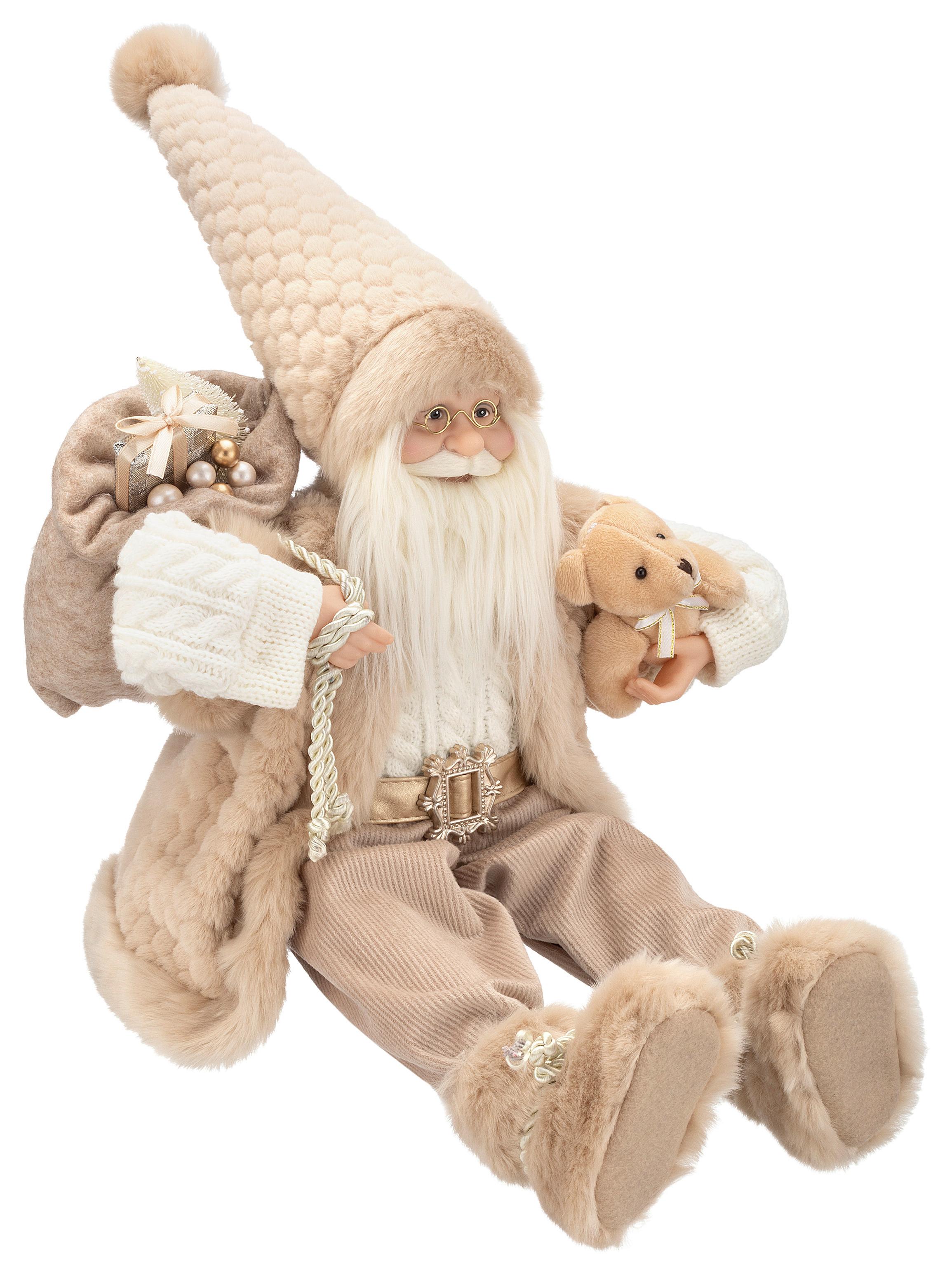 Weihnachtsmann Walther - Hellbraun/Beige, KONVENTIONELL, Kunststoff/Textil (21/12/50cm) - Luca Bessoni