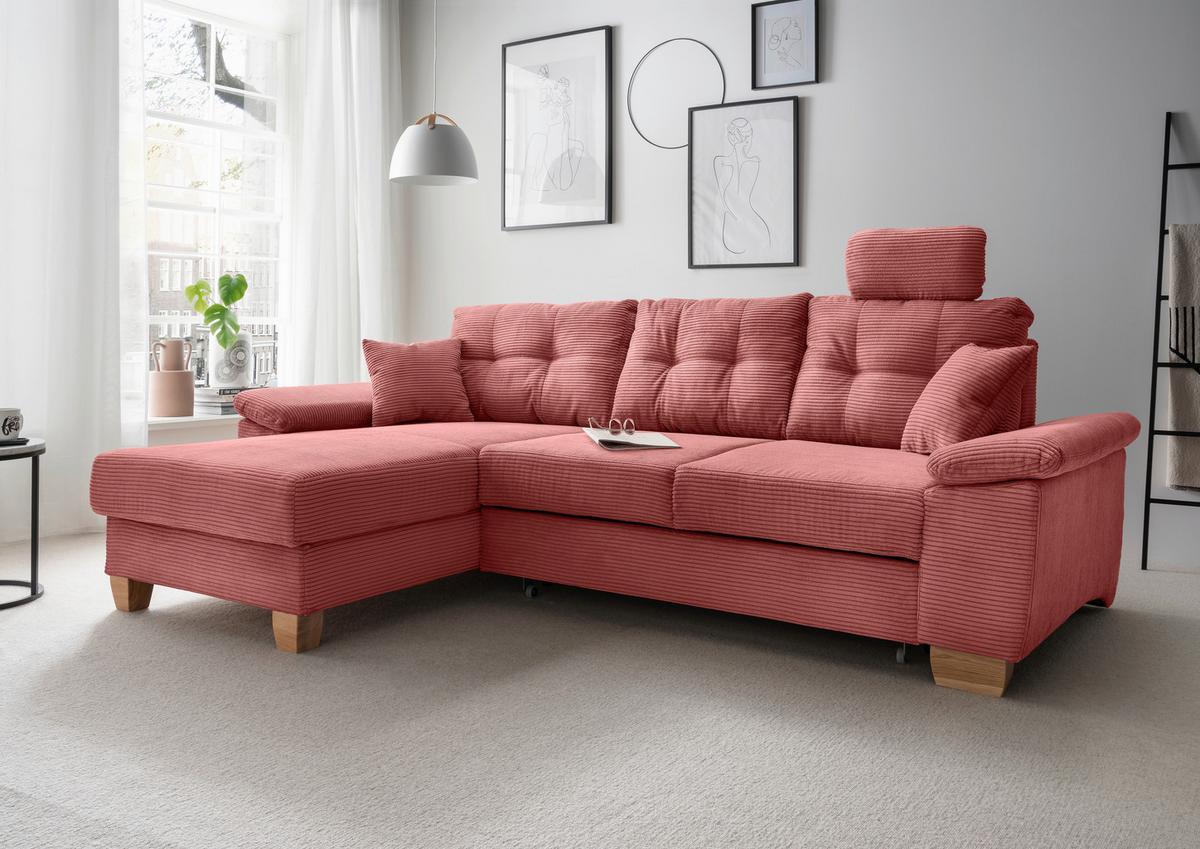 Ecksofa Brizzini Koralle S: 176x270 Cm - Koralle/Naturfarben, MODERN, Textil (176/270cm) - Livetastic