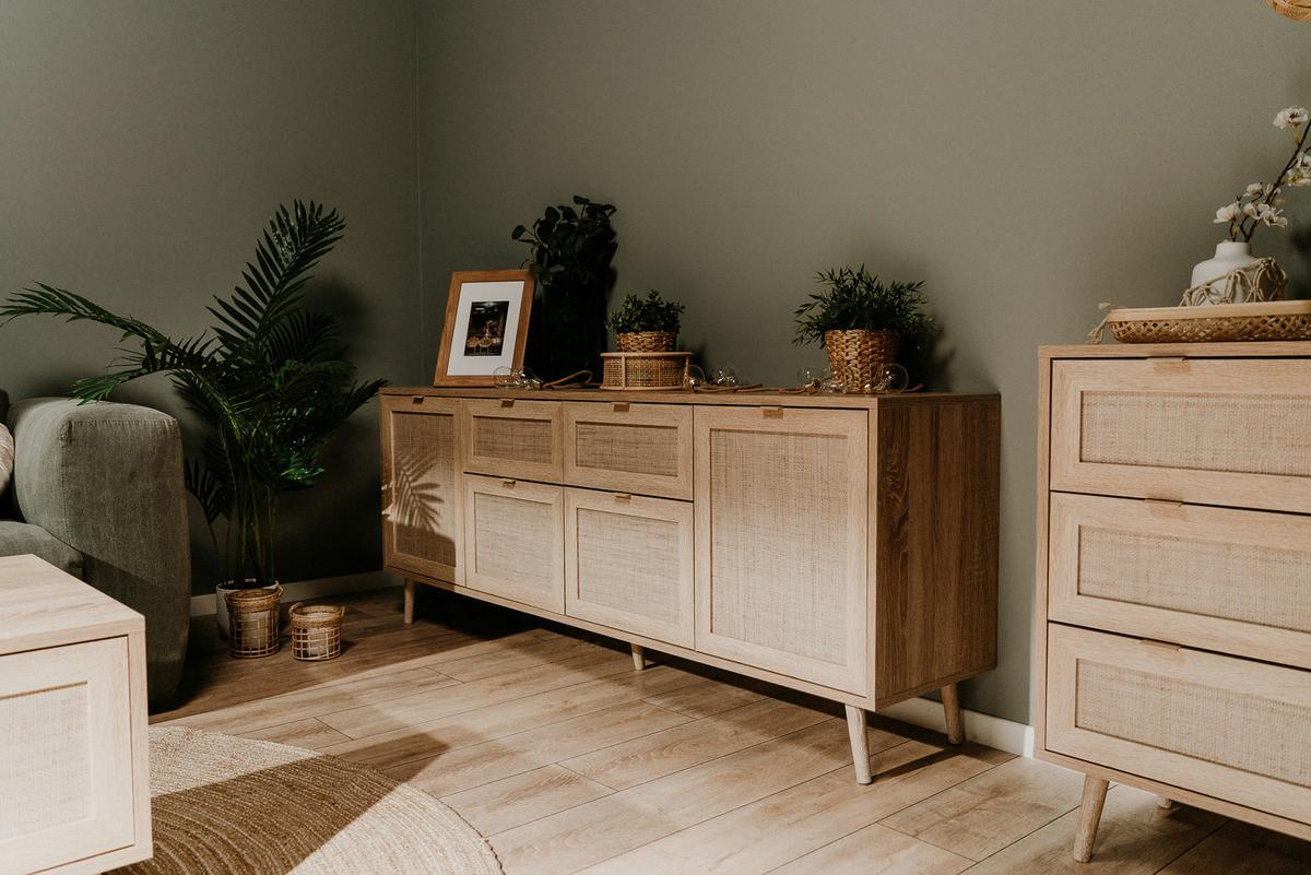 Sideboard Dekor Mit 4 Türen 180 Cm Bali Sonoma Eiche - Sonoma Eiche, Natur, Holzwerkstoff (180/71/40cm) - MID.YOU