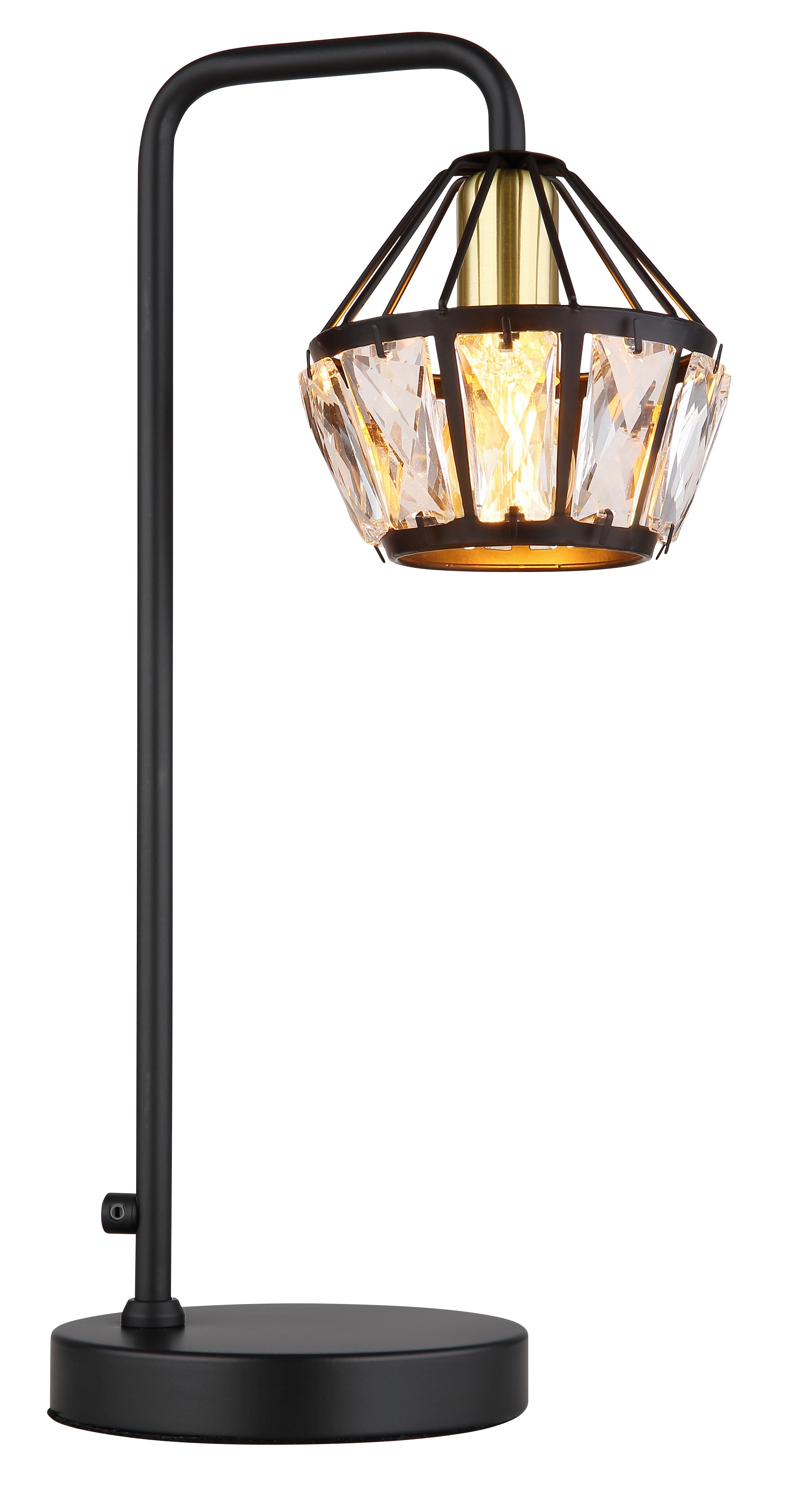 Tischleuchte 54359t - Klar/Messingfarben, KONVENTIONELL, Glas/Kunststoff (21,5/12,5/43cm) - Globo