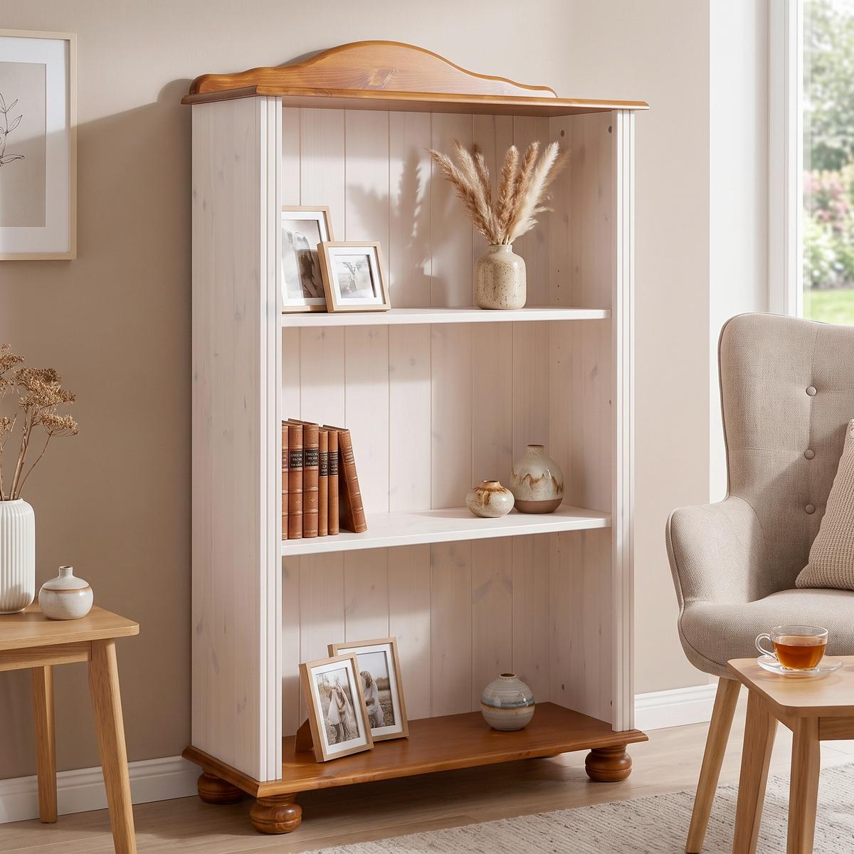 REGAL Mette Weiß, Honig B: 77cm - Weiß/Honig, Design, Holz (77/116/31cm) - MID.YOU