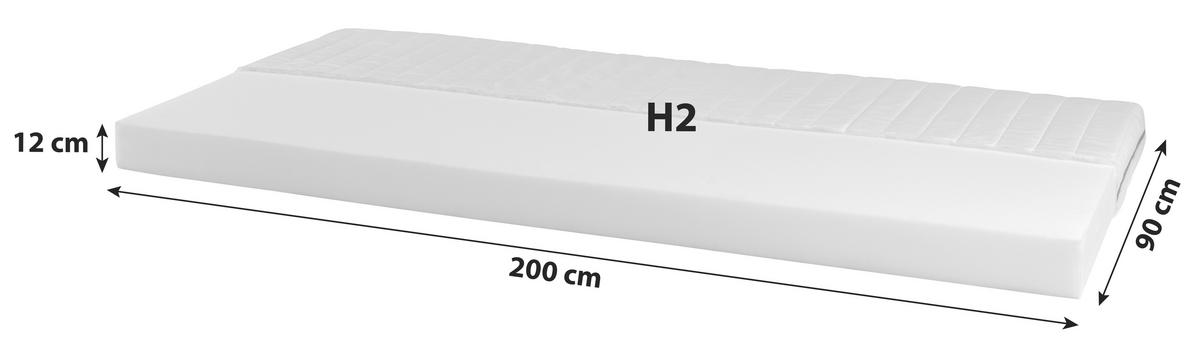 Rollmatratze Basic 90x200 cm H2 H: 12 cm - Weiß, Textil (90/200cm) - Primatex