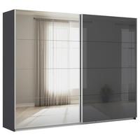 Tolóajtós Szekrény Feldkirch 271/210 Cm - ezüst/magasfényű antracit, Modern, faalapú anyag/Üveg (271/210/62cm)