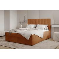 Boxbett Paris mit Topper 140x200 - Terracotta/Schwarz, MODERN, Holz/Kunststoff (140/200cm) - Livetastic