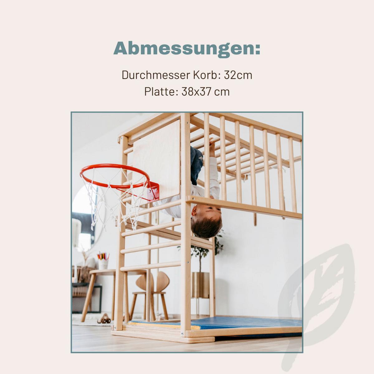 Basektballkorb mit Netz und Platte - Birkefarben, Basics, Holz (38/38cm) - CLIFF