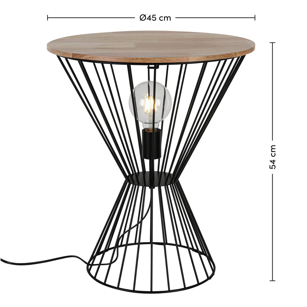 STOLNÍ LAMPA TABLE - černá/barvy dubu, Moderní, kov/dřevo (45/54cm) - Mömax
