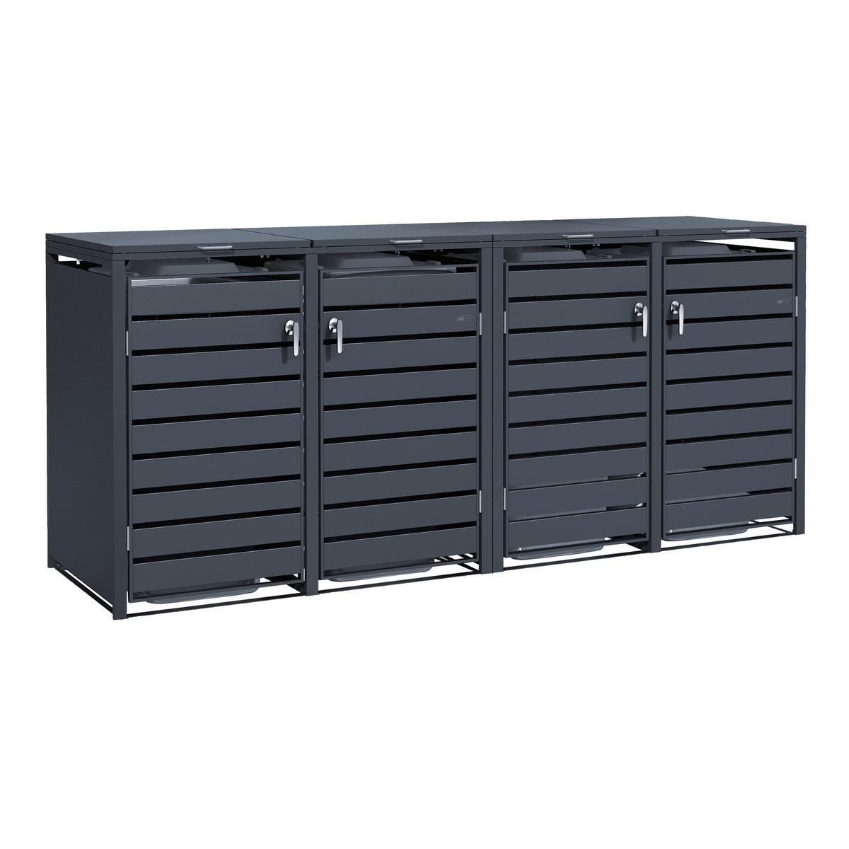 Aufbewahrungsbox Lucas 4x240 Liter - Anthrazit, Basics, Metall (264/80/116cm) - Ambia Garden