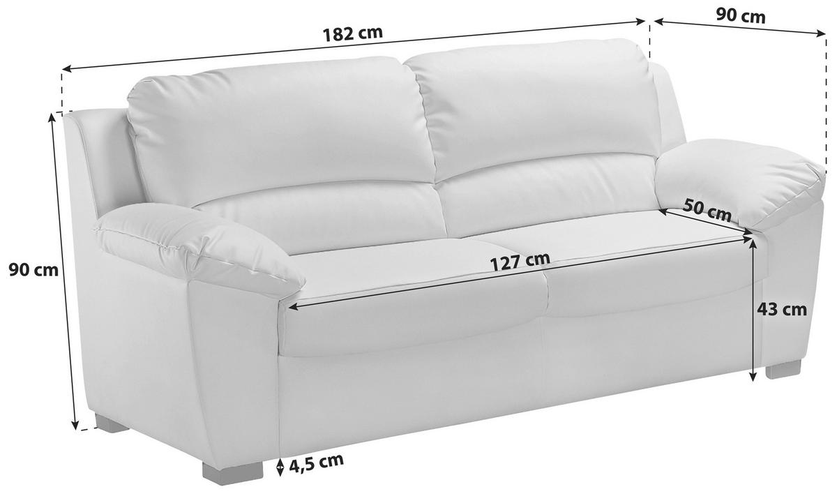 3-sitzer-sofa Danilo Rücken Echt, Beige Lederlook - Beige/Schwarz, KONVENTIONELL, Textil (182/90/90cm) - MID.YOU