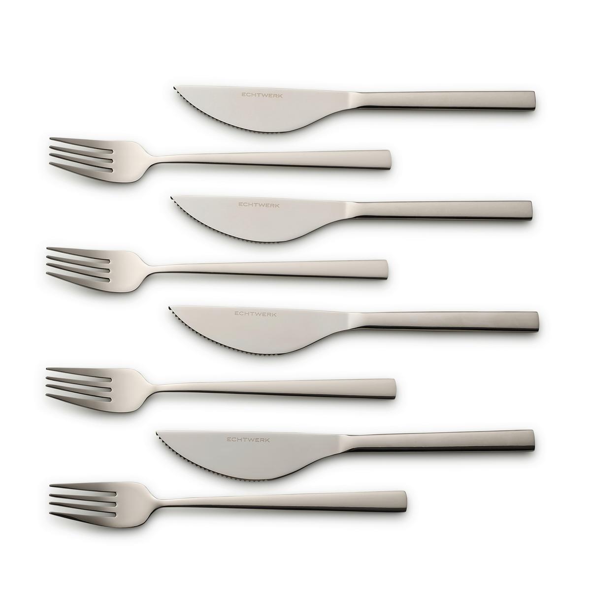 Pizzabesteckset 8-Teilig für 4 Personen - Silberfarben, Basics, Metall (23cm) - Echtwerk