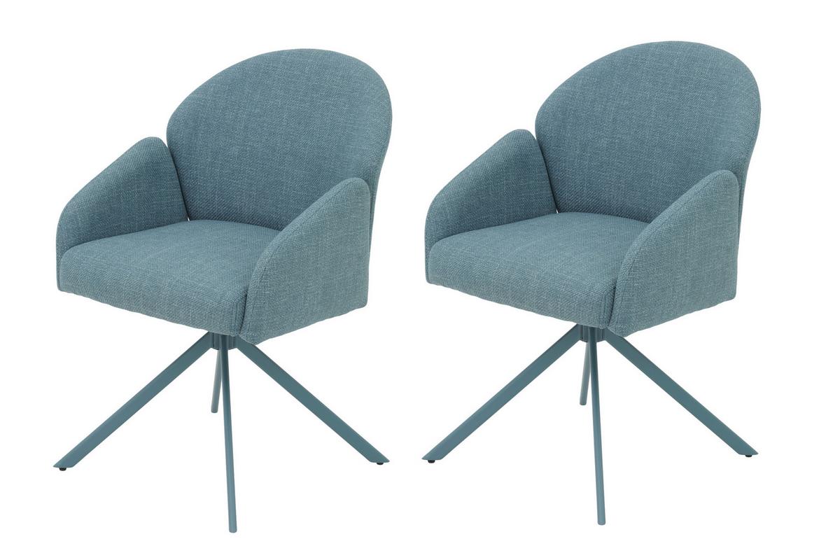 Armlehnstuhl-set Holly S 2er-Set - Petrol, MODERN, Textil/Metall (56,5/84/61cm) - MID.YOU