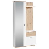 Garderobe Jakob Artisan Eiche Dekor/Weiß B: 97 cm - Weiß/Eiche Artisan, MODERN, Holzwerkstoff (97/195/30cm) - MID.YOU