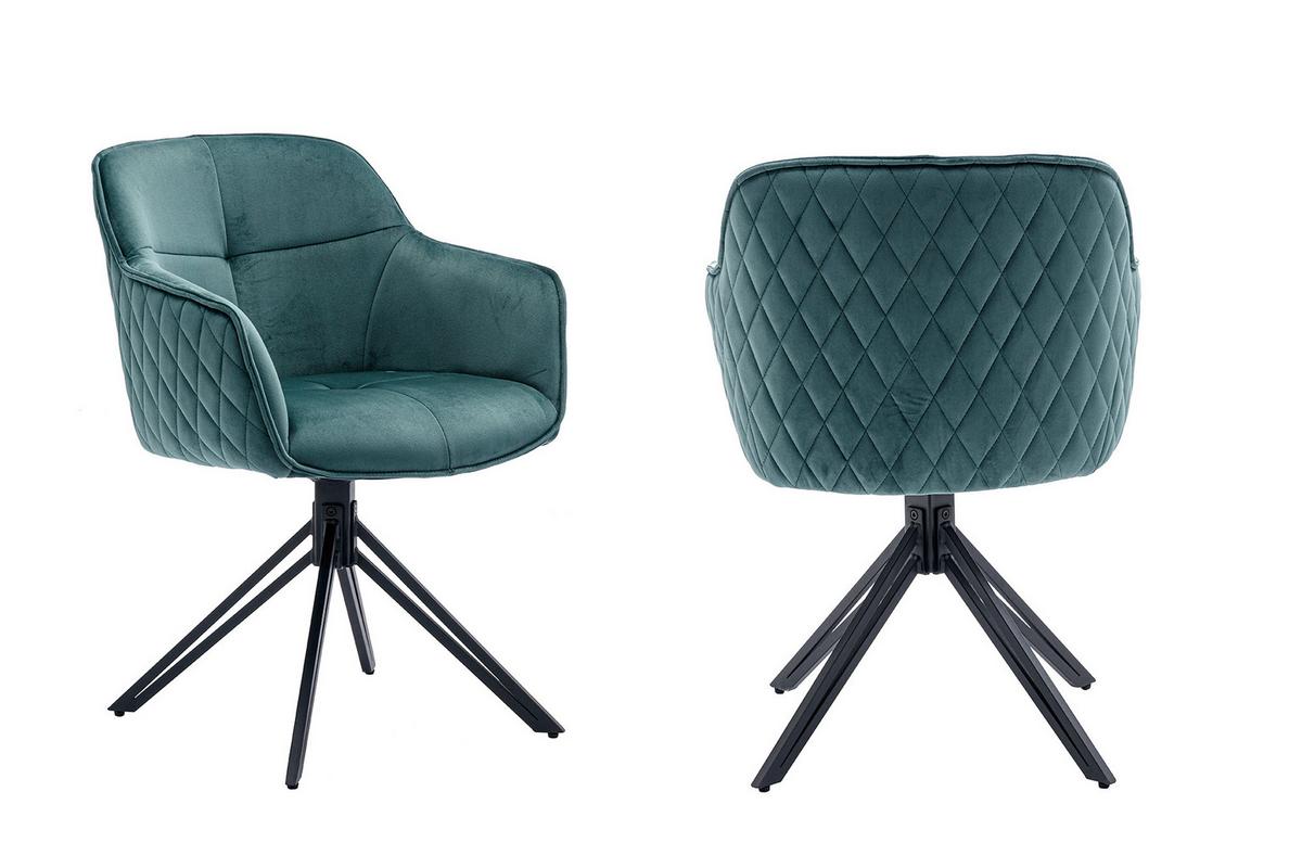 Armlehnstuhl Grün B: 59 cm - Schwarz/Grün, MODERN, Textil/Metall (59/83/60cm) - Livetastic