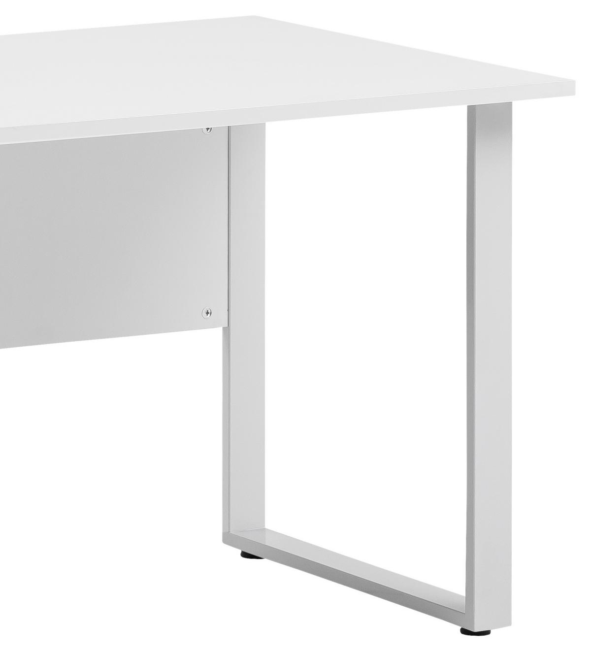 Schreibtisch B 160cm H 73,2cm Serie 1500, Hellgrau - Hellgrau/Alufarben, KONVENTIONELL, Holzwerkstoff/Metall (160/65/73,2cm) - MID.YOU