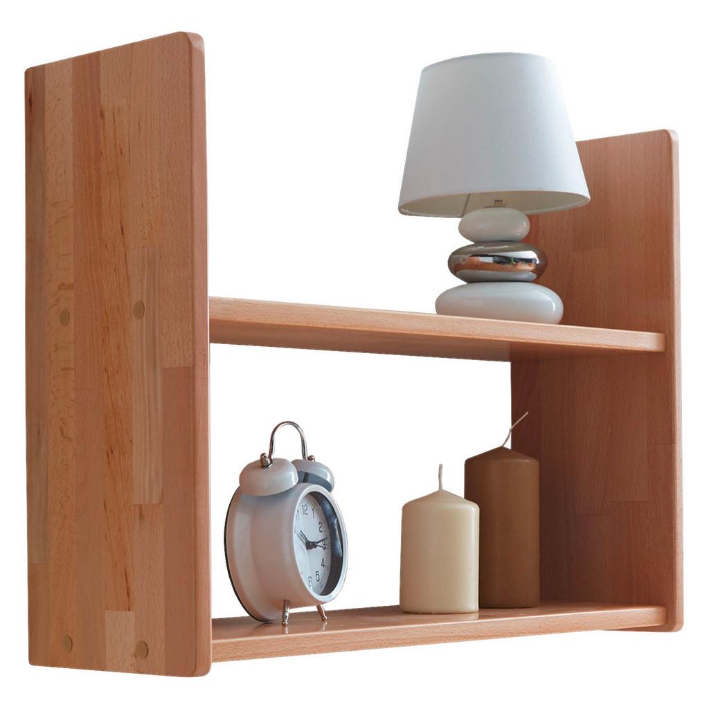 Wandregal Echtholz massiv Buche Simone 60 cm Natur