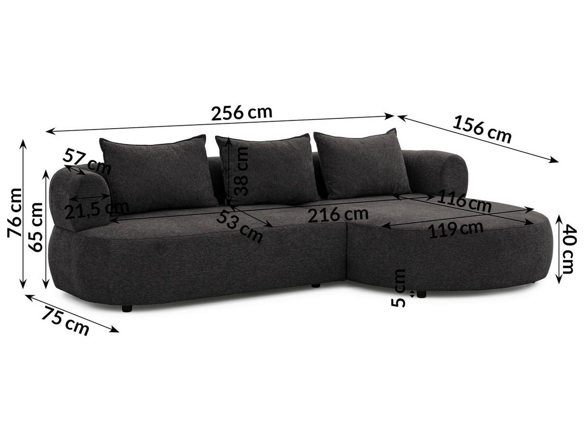Ecksofa Ferro Schwarz S: 256x156 cm - Schwarz, Design, Textil (256/156cm) - Livetastic