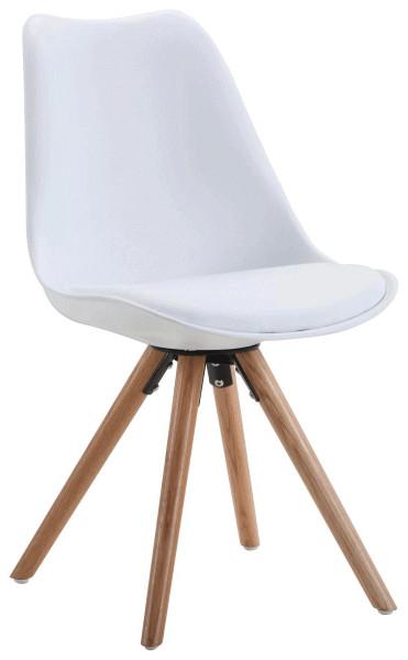 Jedálenská stolička Lilly s drevenými nohami, biela - biela/farba duba, Modern, drevo/plast (48/81/57cm) - Mömax