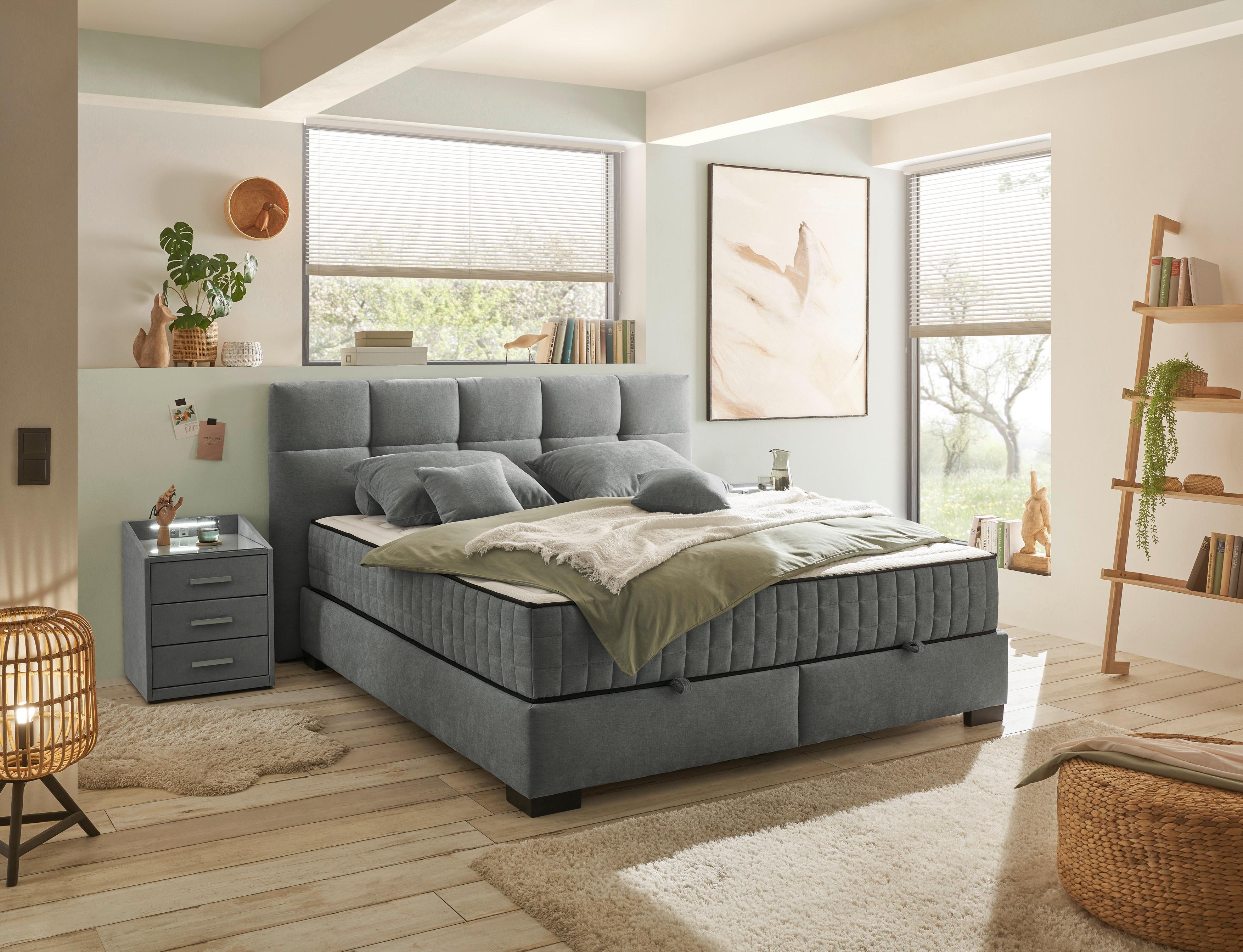 Boxbett Nagol A - Anthrazit/Schwarz, MODERN, Holzwerkstoff/Textil (160/200cm) - MID.YOU