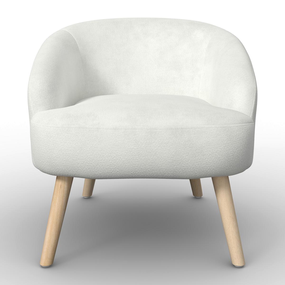 Relaxační křeslo SONJA, bílá žinylka, max.140 kg - bílá/přírodní barvy, Moderní, dřevo/textil (71/69/68cm) - Bessagi Home